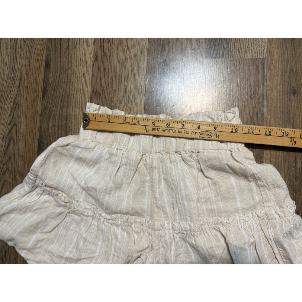 Vanilla Star Shorts Women XS Beige Juniors Linen Blend Striped Tiered Excellent - Picture 8 of 12